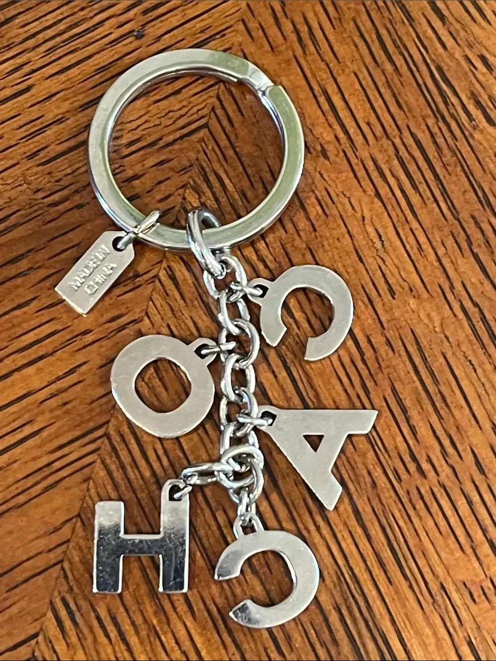 Coach Signature Crystal Letter Silver Key Chain Fob Purse Charm